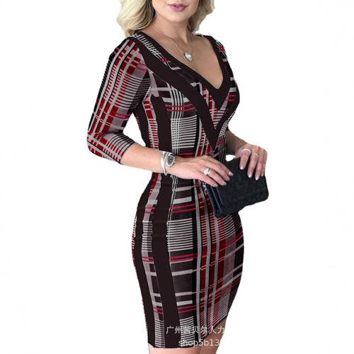 Fashionable European and American women's clothing European and American new color blocking dress-HDZ0136/LZ3189