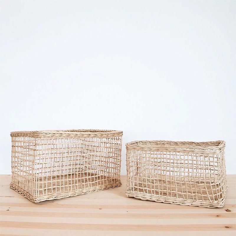 Cesta de ratán cesta de almacenamiento sala de estar merienda armario organización escritorio cesta de almacenamiento cocina gran capacidad estilo japonés