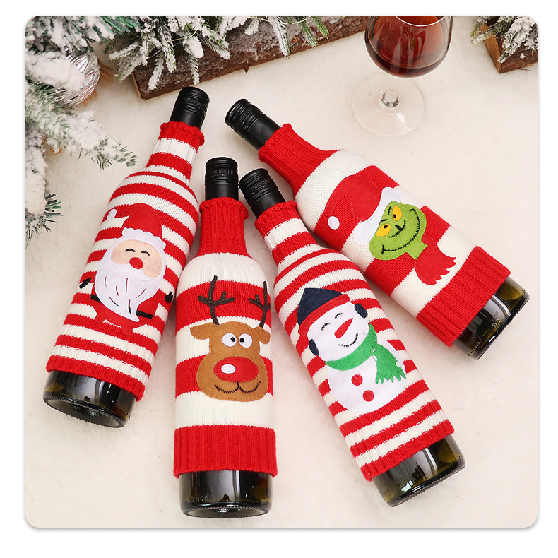 Christmas Cute Santa Claus Snowman Knit Daily Festival Bottle Cover display picture 2