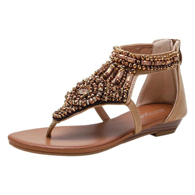 588-3 Праздничные ножки сандалии женский 2024 лето новая европейская и американская мода дикий склон с стразом римские сандалии
