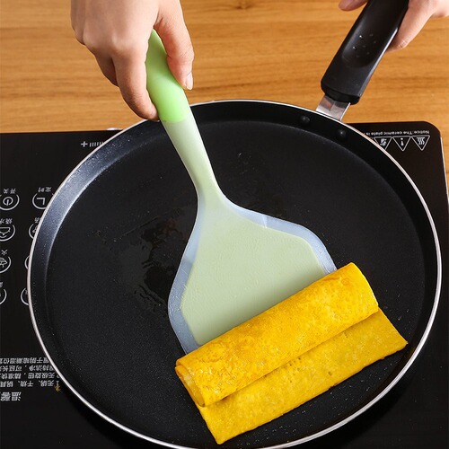 Transparent two-color silicone wide-mouth frying spatula Translucent tamagoyaki spatula kitchen utensils silicone spatula factory