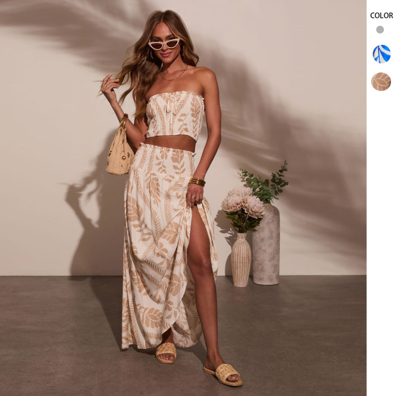 In-Stock 2026 Spring/Summer New Cross-Border Bohemian Vacation Style Casual Two-Piece Long Dress Set