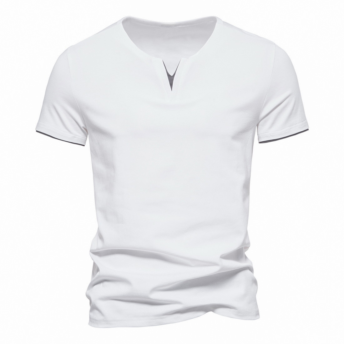 315g Weight Short Sleeve Sleeve Length Regular Sleeve Sleeve Type Polyester Fabric Type Regular Top Length T-shirt Tops Type Casual Occasion V Neck, Collarless Neckline Regular Fit Fit Type Solid Color Pattern Summer Season Men's Gender British Style Style Men's Solid Color T-shirt Men's Clothing 16