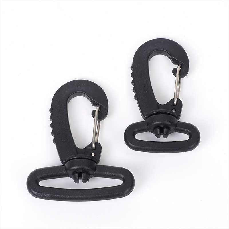 Gancho giratorio de plástico negro, correa de hombro, gancho giratorio de plástico, correa de mochila de alta calidad, hebilla de gancho giratoria de hierro, hebilla de accesorios de equipaje