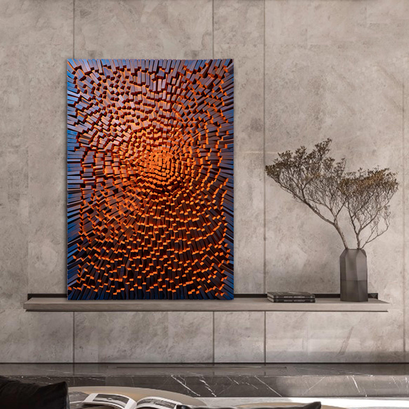 马赛克粒装饰画天然木块画沙发背景墙挂画玄关壁画质感肌理