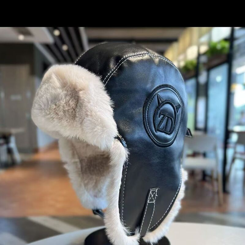 雷锋帽女秋冬加厚保暖PU皮质毛绒帽户外滑雪防寒护耳帽飞行帽潮男|undefined