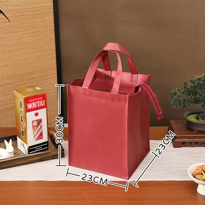 フルボックスの酒ギフトバッグ、大容量、厚くて丈夫な不織布ワイン包装袋、ジッパーバッグ、ハンドバッグ|undefined