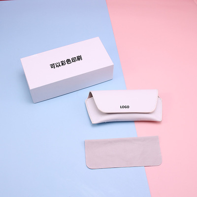 批发白色天地盖眼睛包装盒 高级皮革磁吸大号全套盒子定制LOGO|ms