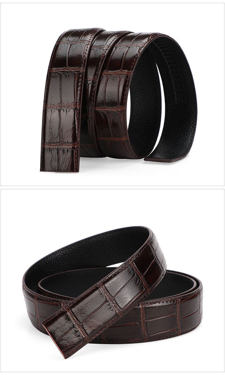 Headless Crocodile Pattern Men's Belt Genuine Leather Without A Head, Automatic Buckle Belt, High-end Cow Belt, Trendy Business Belt_voghion.com