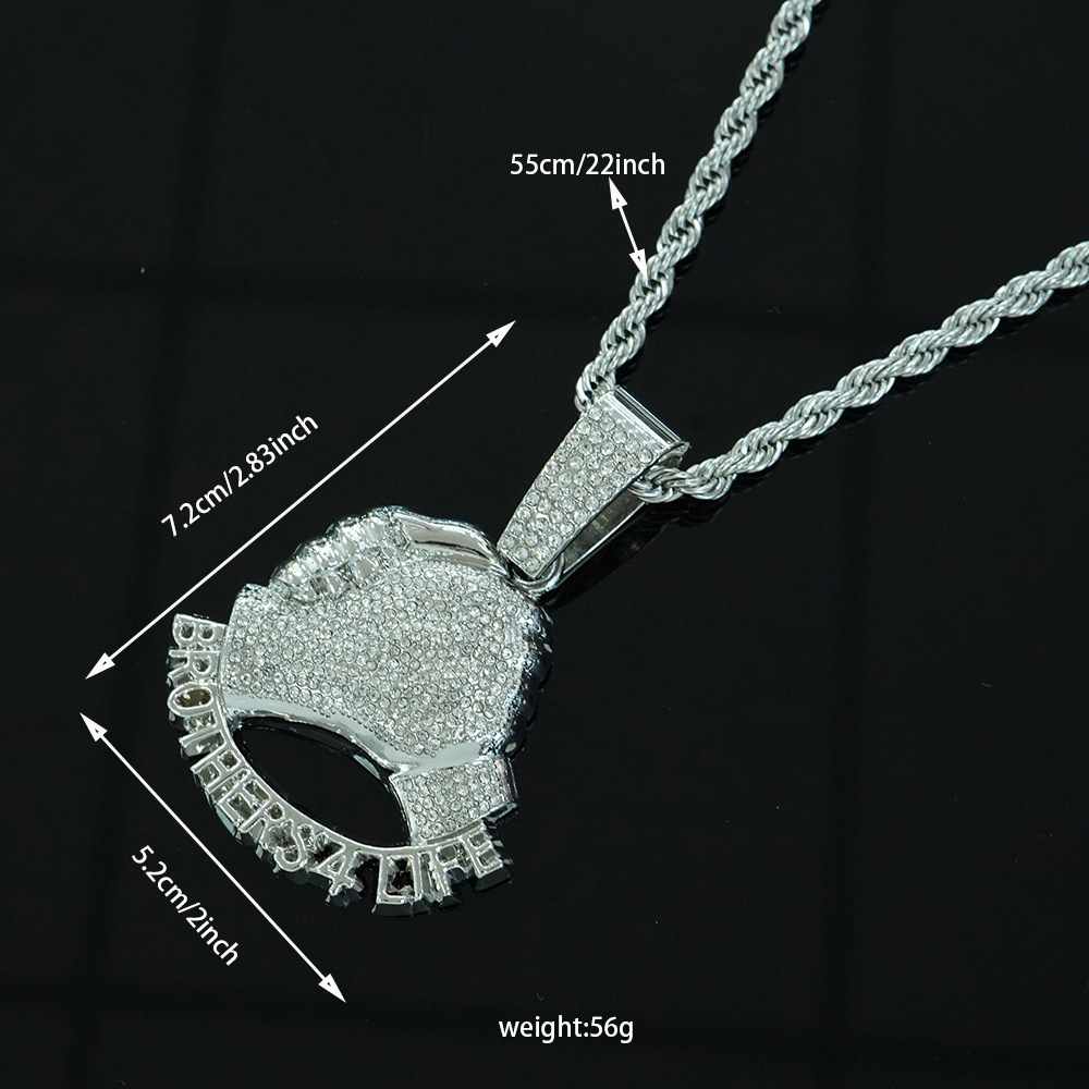Collar colgante de letras de mano de diamantes de aleación de hip hop europeo y americano para hombres y mujeres accesorios de collar punk americano retro nuevos productos