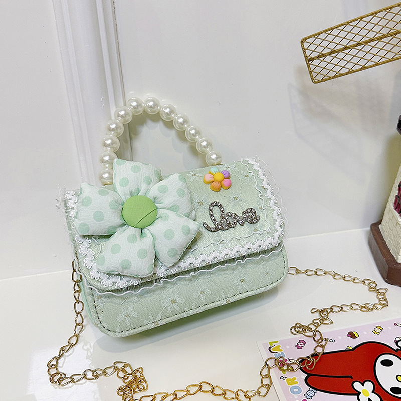 Nuevo bolso para niños de estilo extranjero, bolso de regazo de sequilla de niña, bolso de perla coreano, bolso de cambio de niña