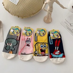 Korean cartoon SpongeBob boat sock girl breathable invisible socks cute floor short socks student shallow mouth thin socks