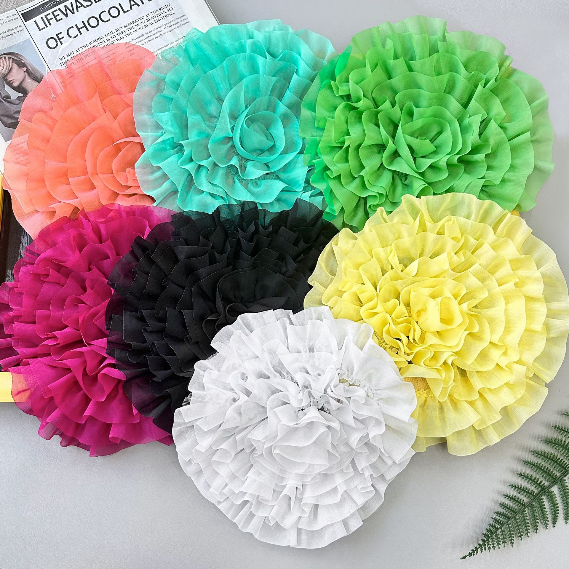 28cm al por mayor flor de tela de tela de alta calidad multicolor flor estereoscópica trajes de baño accesorios