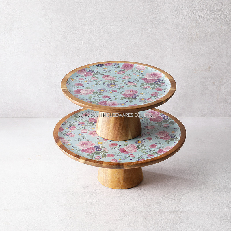 WOODSUN MUSEN Custom High Pie Cake Plate Snack Plate Cake Stand Plate High Face Ins