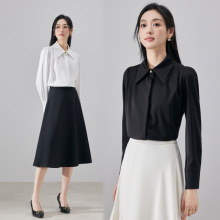白色长袖职业衬衫上衣女通勤穿搭面试正装西装内搭打底衬衣套装裙