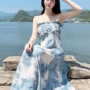 显瘦甜美公主水墨画连衣裙