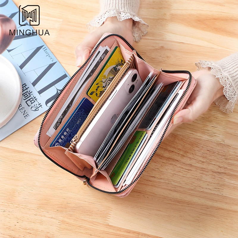 Длинный кошелек (MINGHUA) большой клатч на молнии с цепочкой и ручкой, 19,5×10×2,5 см