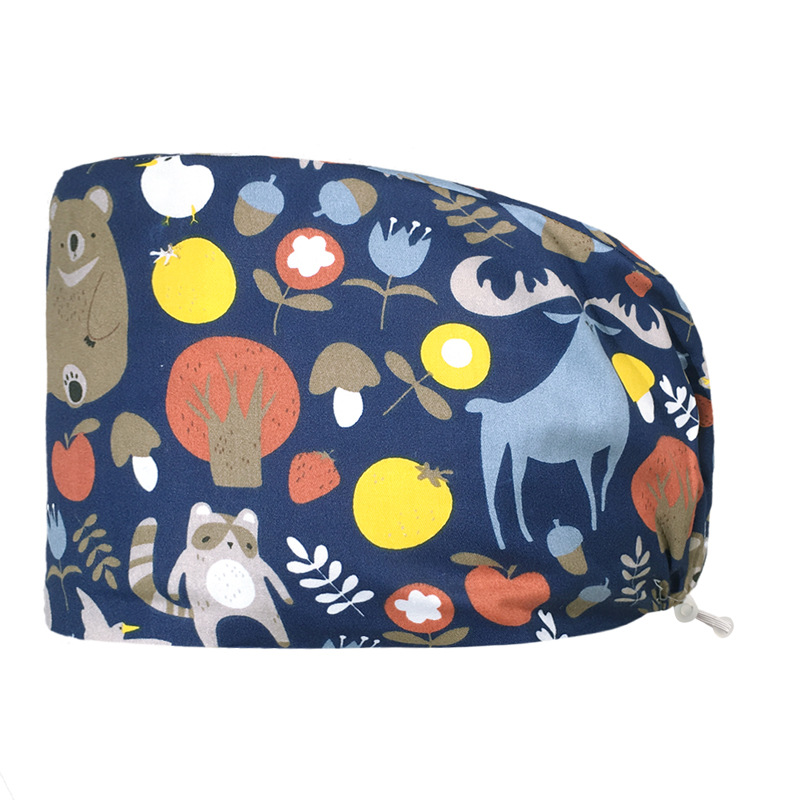 Algodón puro impreso casquillo de la enfermera tapa médica hogar tapa de la cocina aceite de catering a prueba de humo anti-pelo sombrero de trabajo de la enfermera