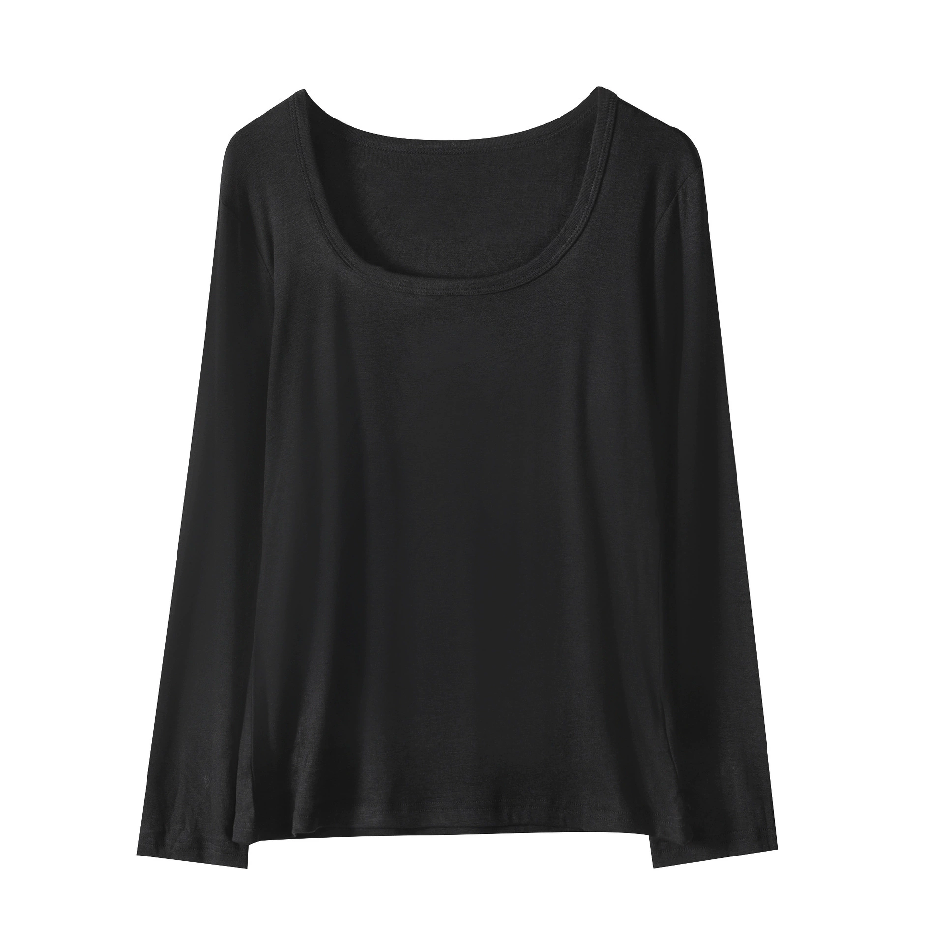 Fleece base body-friendly long-sleeve, plus size, square neckline