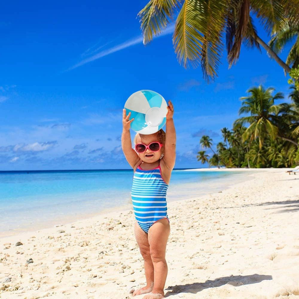 Прямые продажи прозрачных сине-белых надувных пляжных мячей из ПВХ с защитой от утечки воздуха, детские надувные водные игры Для Жонглирования