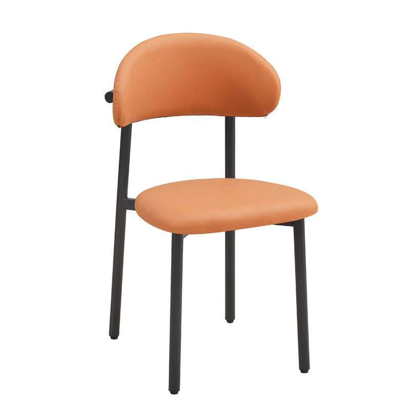Silla de comedor de lujo ligero, cojín de cuero para el hogar, silla de ocio, silla de recepción de hotel, silla de banquete comercial, silla de comedor
