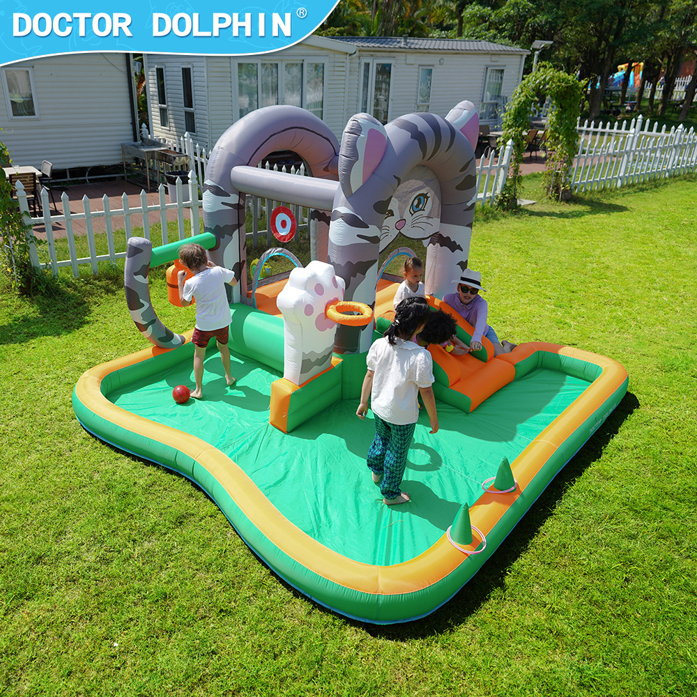 Doctor Dolphin | Castillo inflable infantil interior y exterior para niños pequeña cama de salto inflable para niños gatito cama de salto para niños Castillo