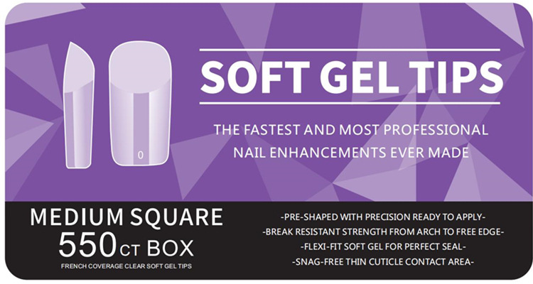 Amazon porcelana caja blanca esmalte de uñas ultra-delgada sin costuras esmerilado gota de agua larga almendra tallado libre esmalte de uñas 550 piezas/caja