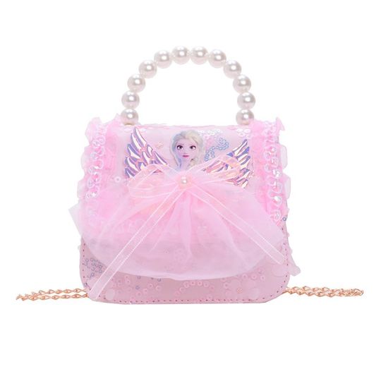 Children's Bag Small Girl's 2025 Fashion Shoulder Bag Cartoon Pearl Elsa Princess Crossbody Bag Mini Coin Purse