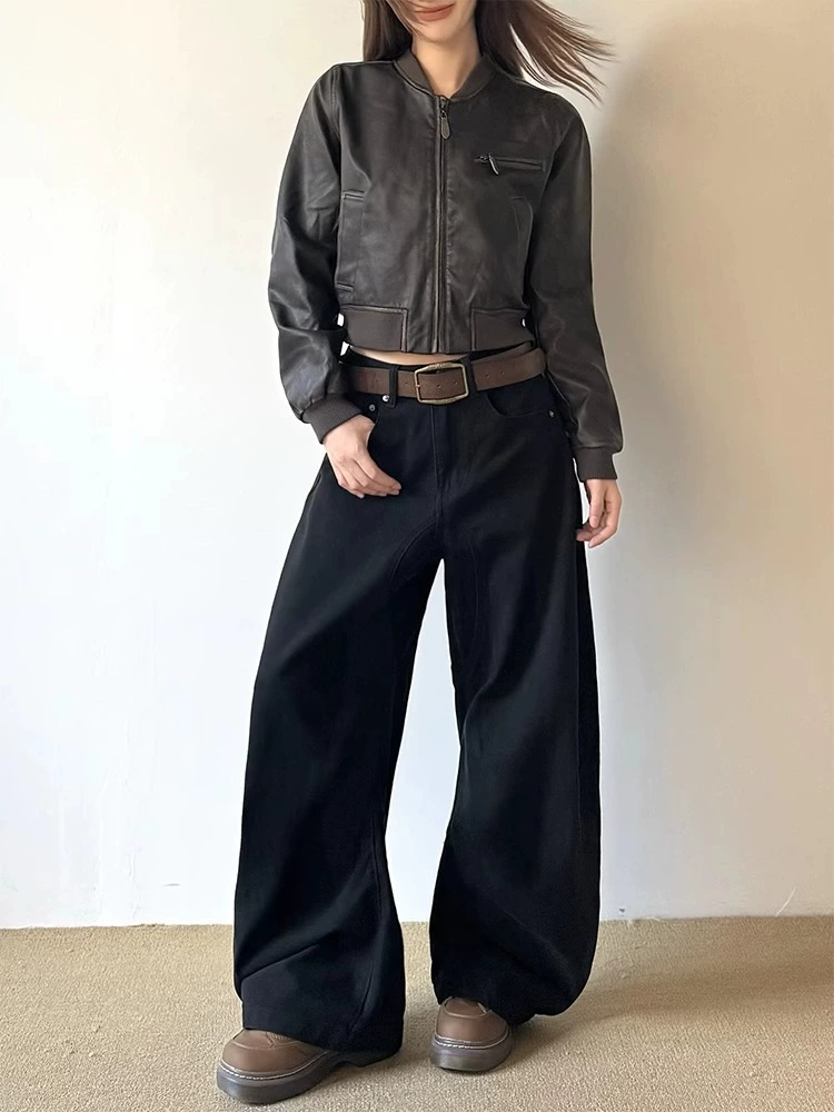 Свободные джинсы осень, ретро американский стиль, Oversize широкие штанины (женские)