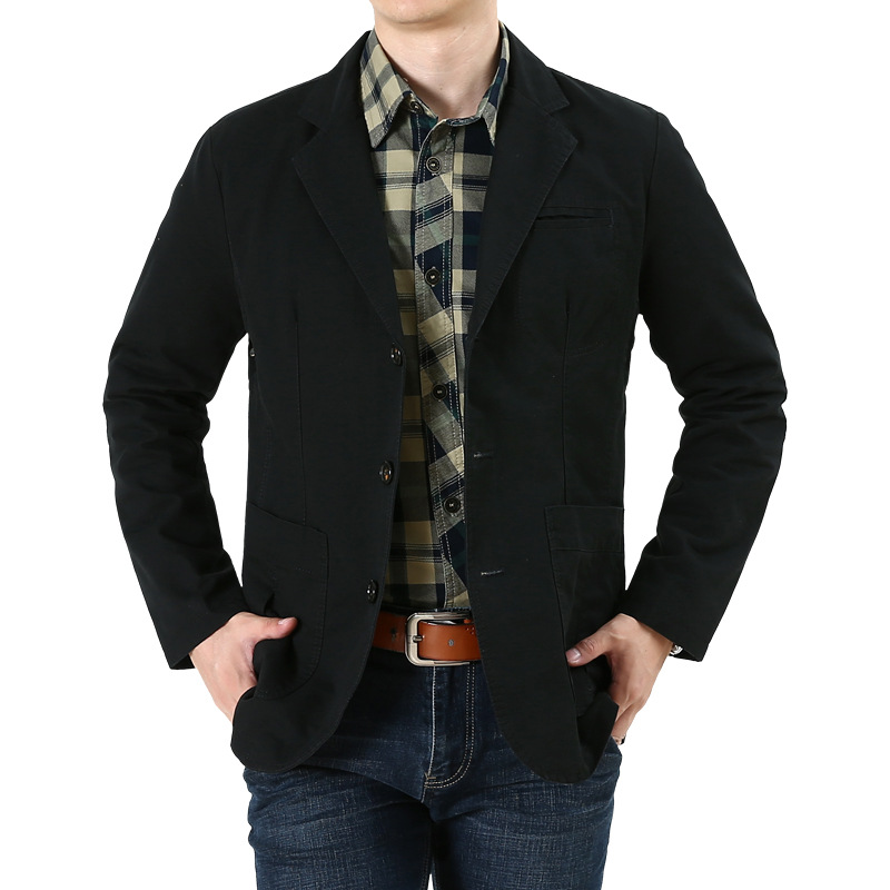 跨境新款春秋季水洗休闲西装夹克男士宽松大码男休闲西服批发