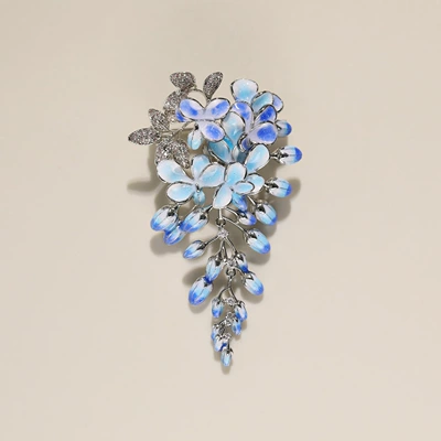 Yaxa sancaqları Original Design Purple Romantic - yc003-2-blue-enamel-wisteria-flower-brooch-high-end-gift-box-packaging