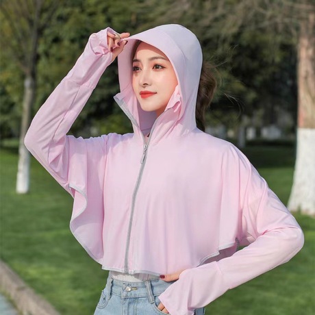 冰丝防晒衣服女批发大小帽檐防紫外线骑行出游女款连帽新薄款透气