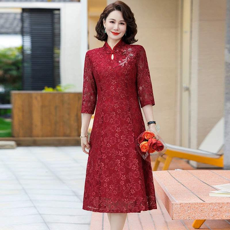 Изысканное весеннее кружевное свадебное платье для матери, чонсам