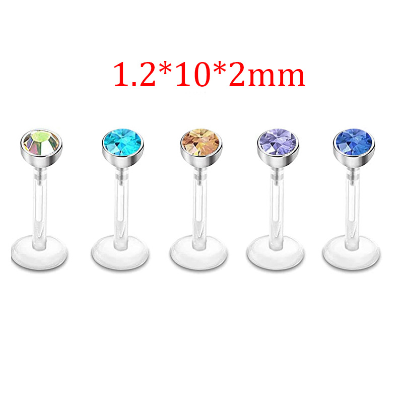 5 Sets Acrylic Star Lip Nail Ear Bone Nail T-Shaped Eyebrow Nail Nose Piercing Jewelry Stainless Steel Inner Outer Teeth detail image 22
