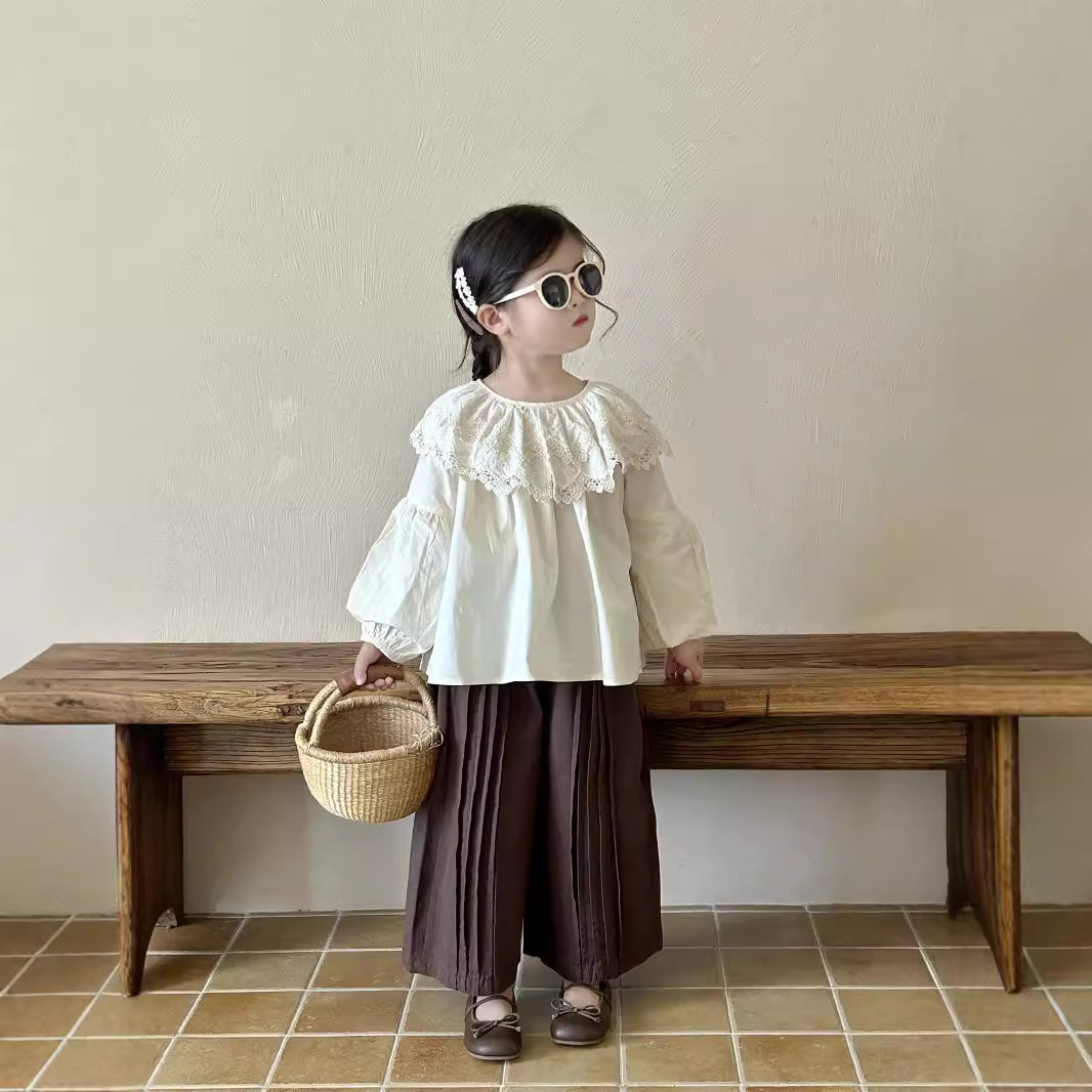 Clearance Sale - No Returns or Exchanges - 2024 Autumn New Arrival - Lace Collar Top for Toddlers and Babies - Casual Cotton Pants