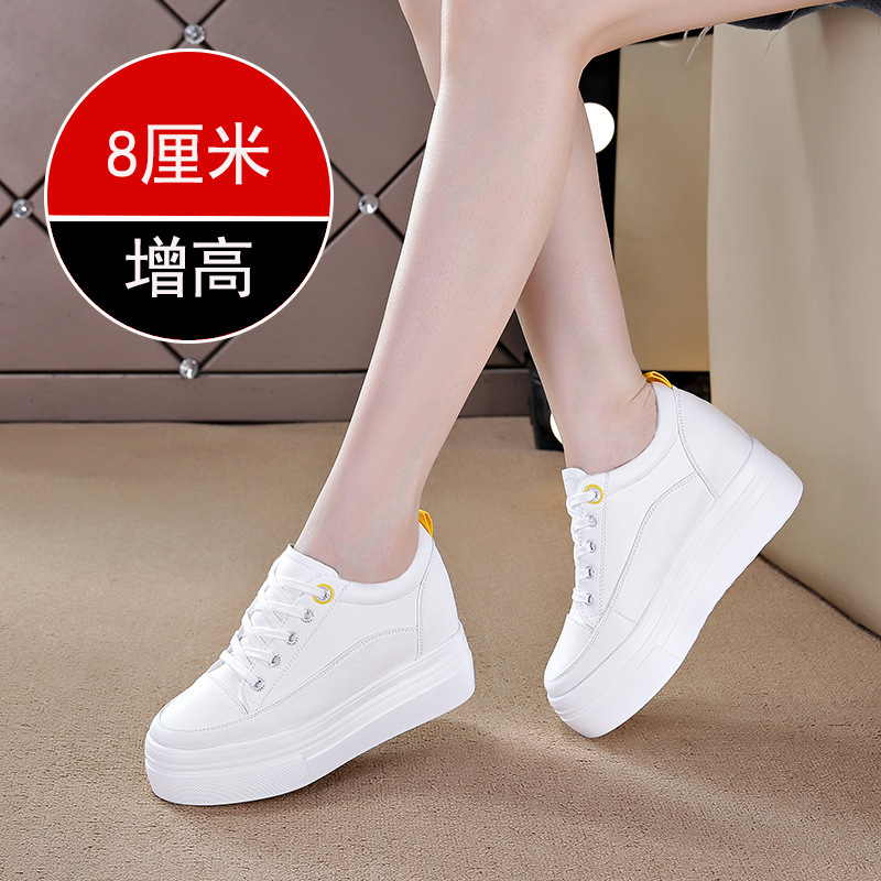 2025百搭女低帮鞋凉鞋真皮秋款透气厚底松糕休闲鞋内增高小白鞋女