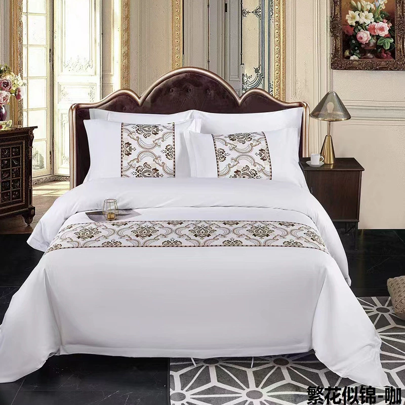 White set for hotel, bedspread, cloth, 4 piece set