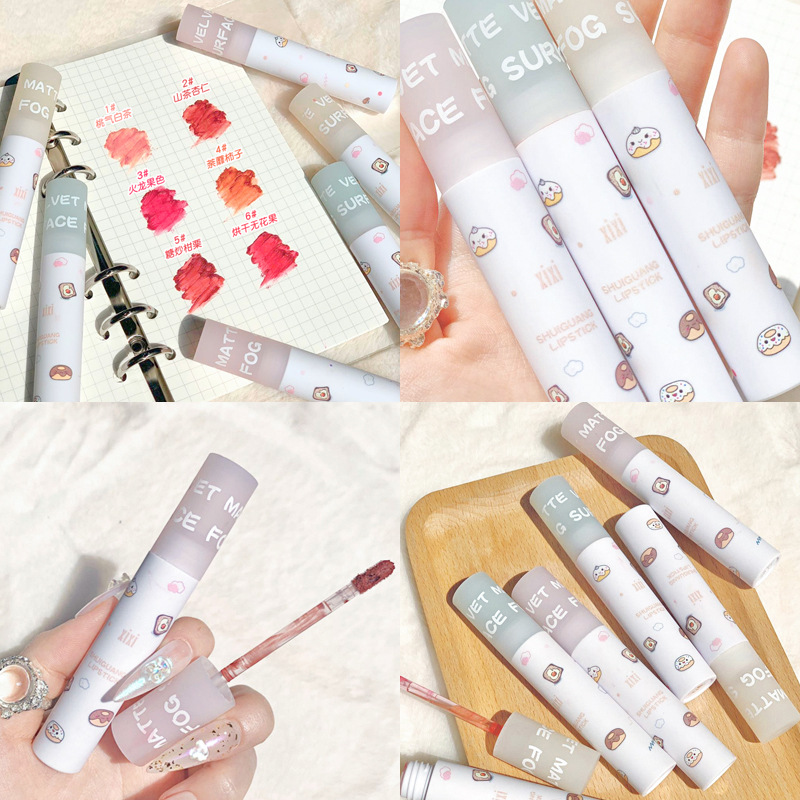 xixi哑光丝绒雾面唇泥唇釉 唇颊两用软糯丝滑不拔干不易掉色口红|ms