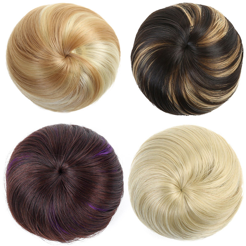 Capelli sintetici con fibbia a sfera, stile naturale, tenda da sole, capelli lisci, testa di fiore, corda, bocciolo per capelli_voghion.com