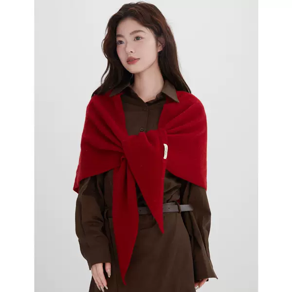 100% Wool Large Shawl for Women, Autumn and Winter Warm Neck Scarf, Multi-Purpose Triangle Scarf, Cross-Border Shoulder Wrap
