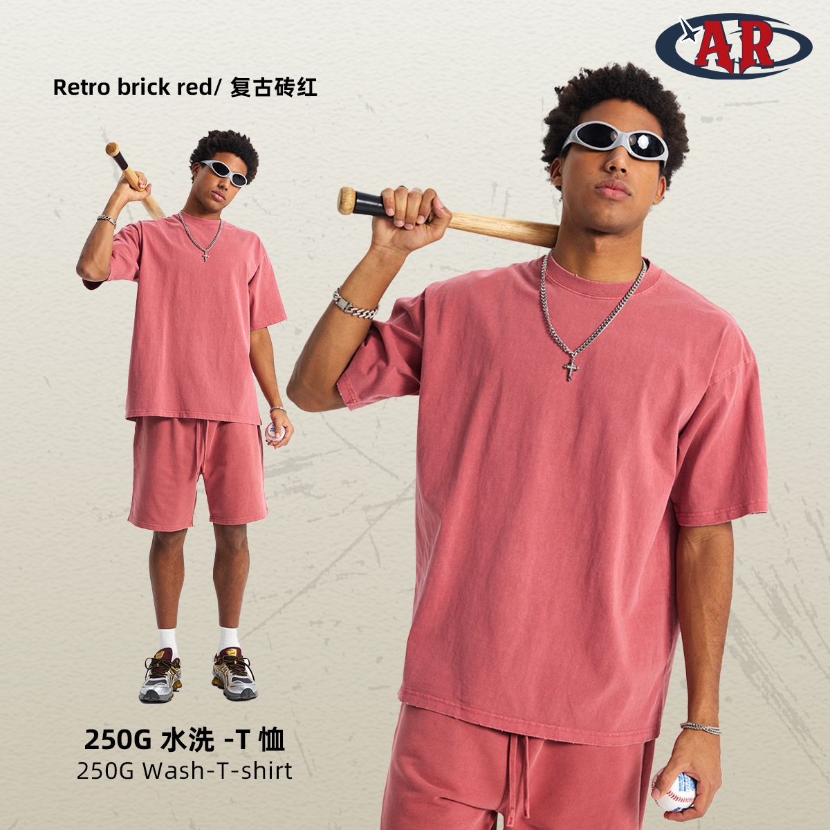 2025 camiseta de manga corta para hombre vintage desgastada estilo básico europeo y americano de algodón puro suelta con hombros caídos lavada venta directa de fábrica.