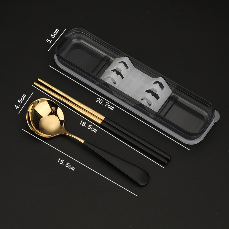 1.5mm 두께의 블랙 골드 세트 경제 숟가락 젓가락