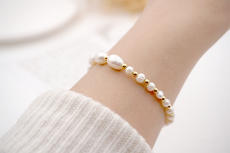 Fashion Round Pearl Titanium Steel Beaded Bracelets 1 Piece