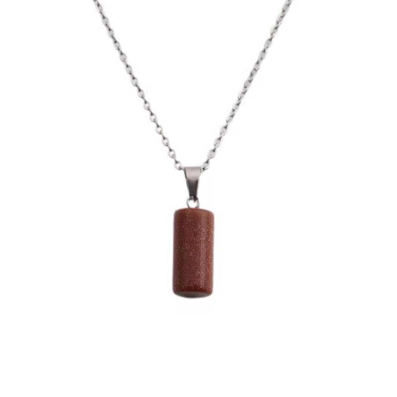 irregular rough stone pendant necklace cylindrical pillar diy necklacepicture4
