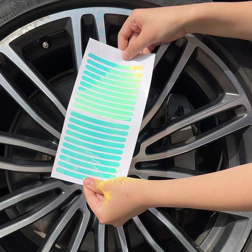Car wheel hub rainbow reflective sticker motorcycle high reflective decoration electric bike wheel sticker motorcycle reflective sticker