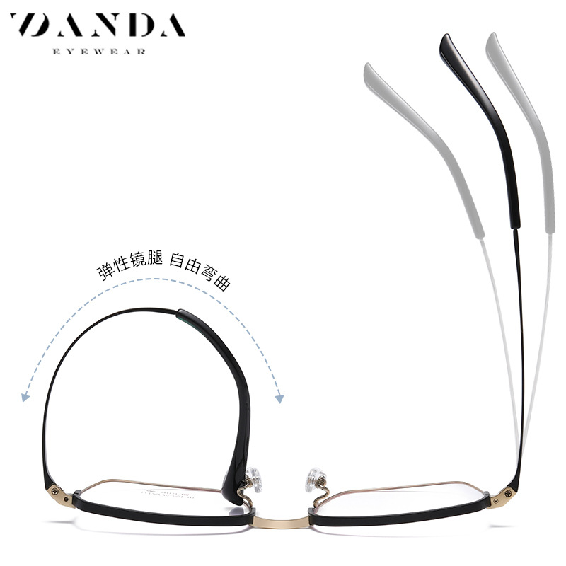 Nuevo Marco de gafas de titanio puro Shenzhen IP de dos colores galvanoplastia artesanía YJ2050 Fashion Square marco redondo miopía gafas marco