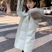 90新国标2025新款收腰版羽绒服女冬季短款白色修身可拆卸毛领外套