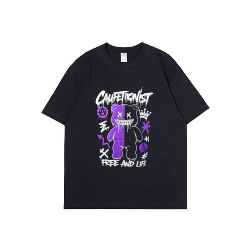 Summer European and American street men's wear short-sleeved skull print men's weight 230g cotton top trend t-shirt
