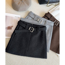 2025秋冬韩系洋气毛呢半身裙女新款高腰显瘦百搭减龄A字包臀短裙