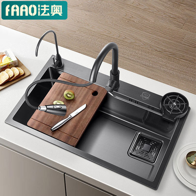 Nano Black Sink 304 Stainless Steel Washing Sink Washing Vegetable Household Kitchen Large Single Sink Vegetable Washing Sink Nano Black Sink 304 Stainless Steel Washing Sink Washing Vegetable Household Kitchen Large Single Sink Vegetable Washing Sink